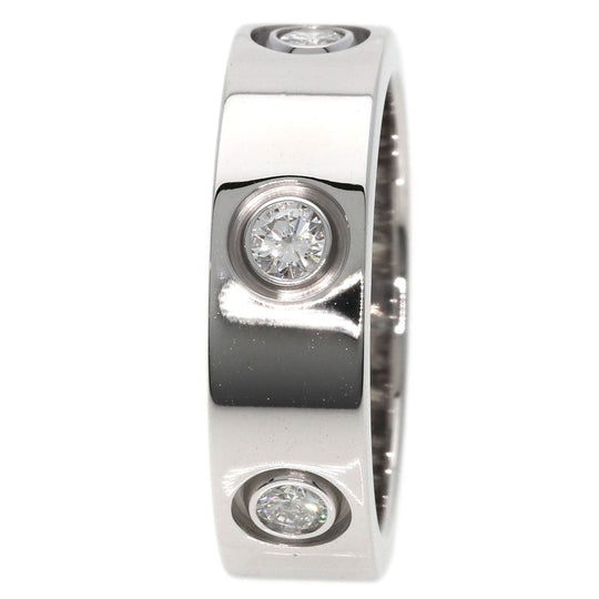 CARTIER Ring K18WG Silver Full Diamond Love Ring #50 Women Used Authentic