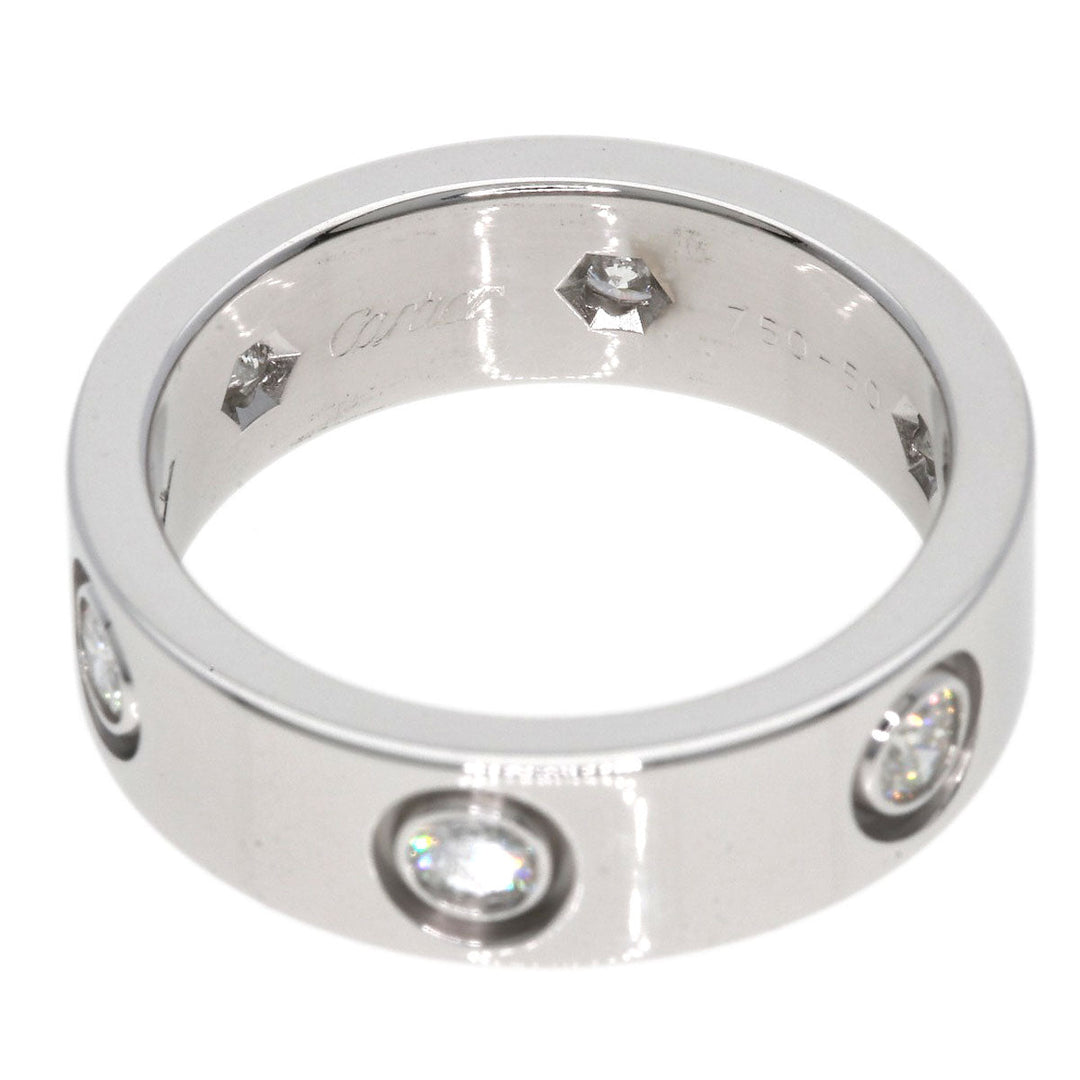 CARTIER Ring K18WG Silver Full Diamond Love Ring #50 Women Used Authentic