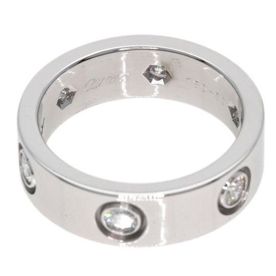 CARTIER Ring K18WG Silver Full Diamond Love Ring #50 Women Used Authentic
