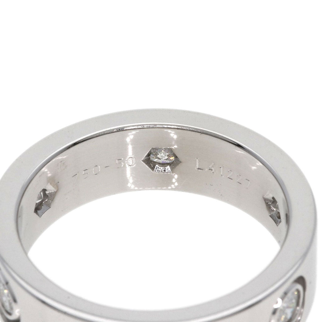 CARTIER Ring K18WG Silver Full Diamond Love Ring #50 Women Used Authentic