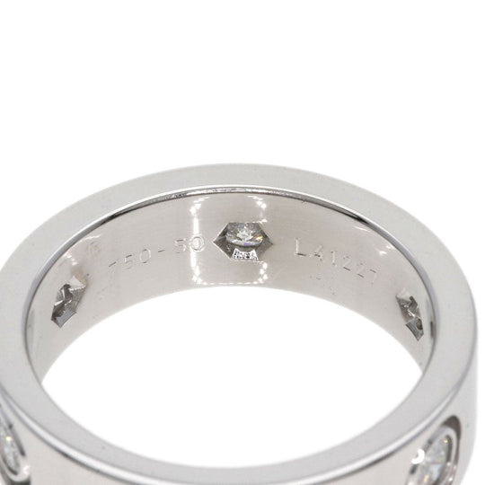 CARTIER Ring K18WG Silver Full Diamond Love Ring #50 Women Used Authentic