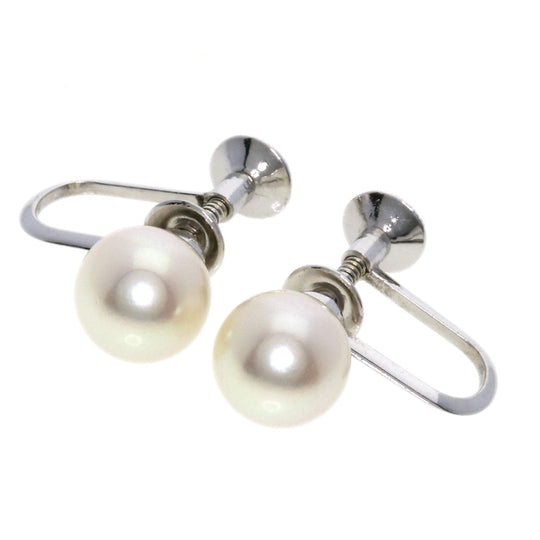 TASAKI Earring K14WG Silver Akoya pearl Pearl Women Used Authentic
