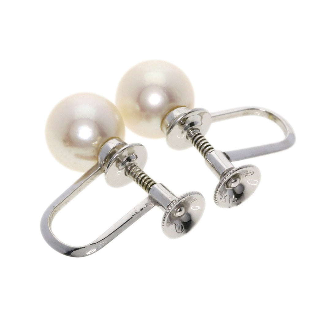 TASAKI Earring K14WG Silver Akoya pearl Pearl Women Used Authentic