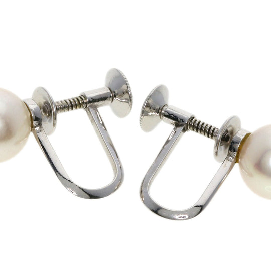 TASAKI Earring K14WG Silver Akoya pearl Pearl Women Used Authentic