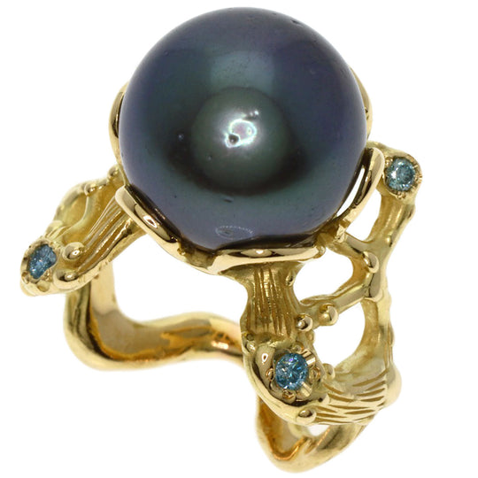 SHUN TAMURA Ring 18K Yellow Gold gold Black pearl pearl diamond