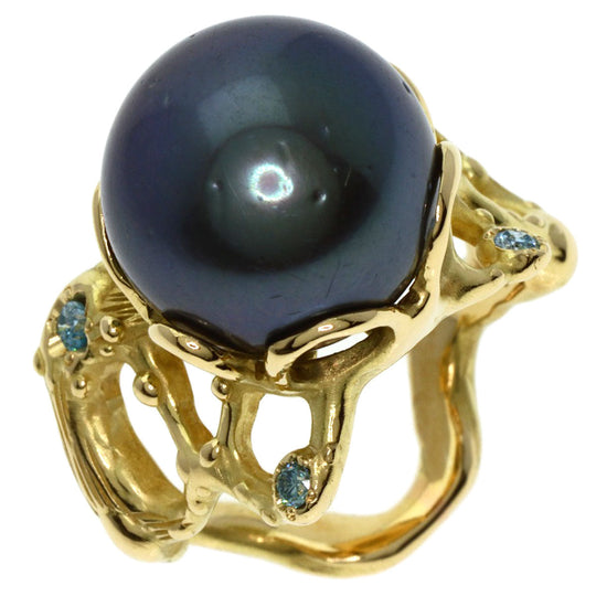 SHUN TAMURA Ring 18K Yellow Gold gold Black pearl pearl diamond