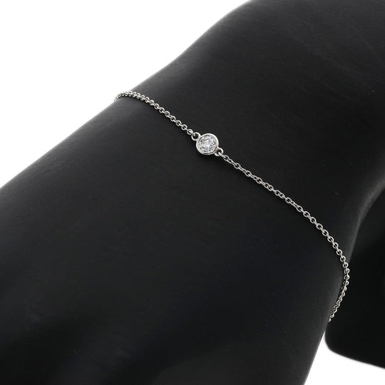 TIFFANY&Co. bracelet PT950 Silver By the yard diamond Women Used Authentic