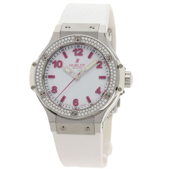 HUBLOT Watches Quartz 361.SE.2090.RW.1104.NAS11 Stainless Steel, Rubber, Diamond Silver Big Bang Diamond FIFA Women's World Cup 2011 Limited to 100 pieces worldwide white dial Women Used Authentic