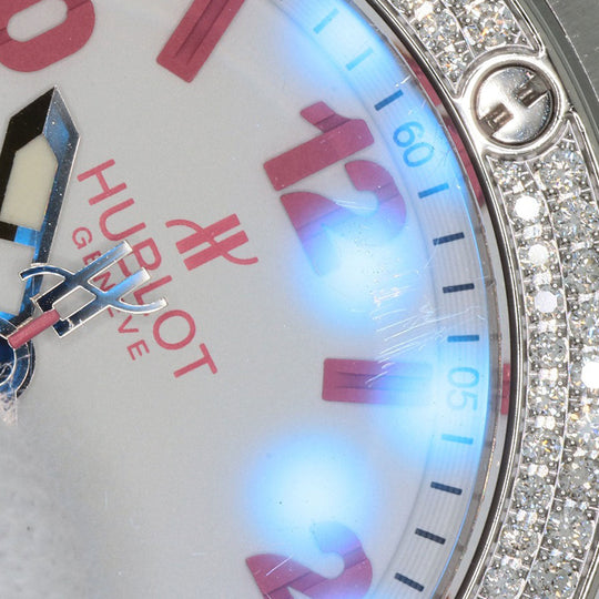 HUBLOT Watches Quartz 361.SE.2090.RW.1104.NAS11 Stainless Steel, Rubber, Diamond Silver Big Bang Diamond FIFA Women's World Cup 2011 Limited to 100 pieces worldwide white dial Women Used Authentic