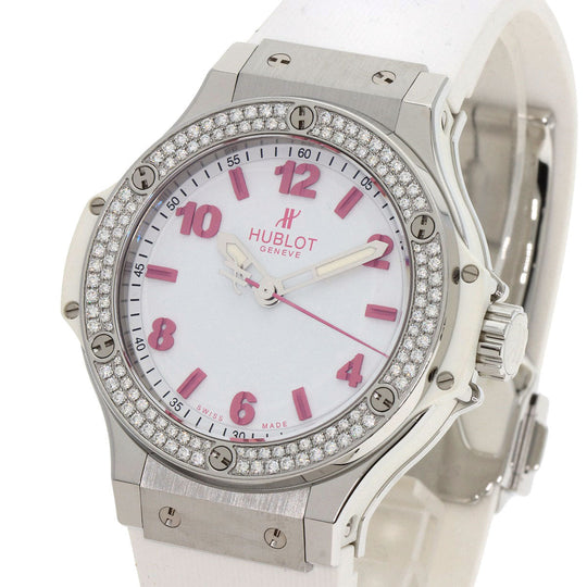 HUBLOT Watches Quartz 361.SE.2090.RW.1104.NAS11 Stainless Steel, Rubber, Diamond Silver Big Bang Diamond FIFA Women's World Cup 2011 Limited to 100 pieces worldwide white dial Women Used Authentic