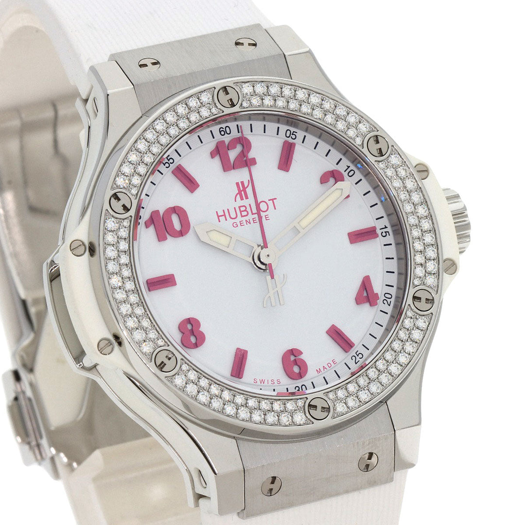 HUBLOT Watches Quartz 361.SE.2090.RW.1104.NAS11 Stainless Steel, Rubber, Diamond Silver Big Bang Diamond FIFA Women's World Cup 2011 Limited to 100 pieces worldwide white dial Women Used Authentic