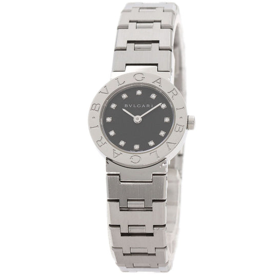 BVLGARI Watches Quartz BB23SS Stainless Steel , Stainless Steel Silver BVLGARI BVLGARI 12P Diamond black dial Women Used Authentic