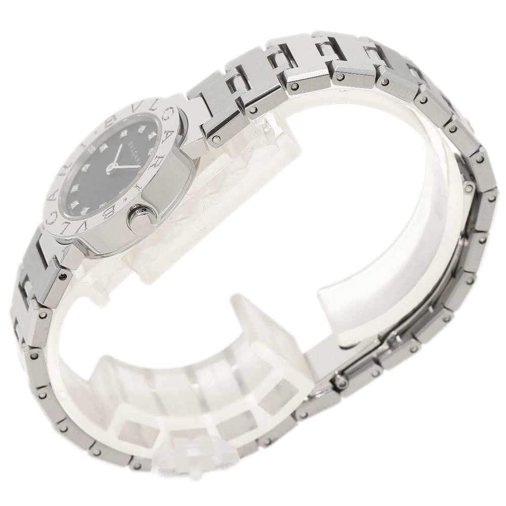 BVLGARI Watches Quartz BB23SS Stainless Steel , Stainless Steel Silver BVLGARI BVLGARI 12P Diamond black dial Women Used Authentic