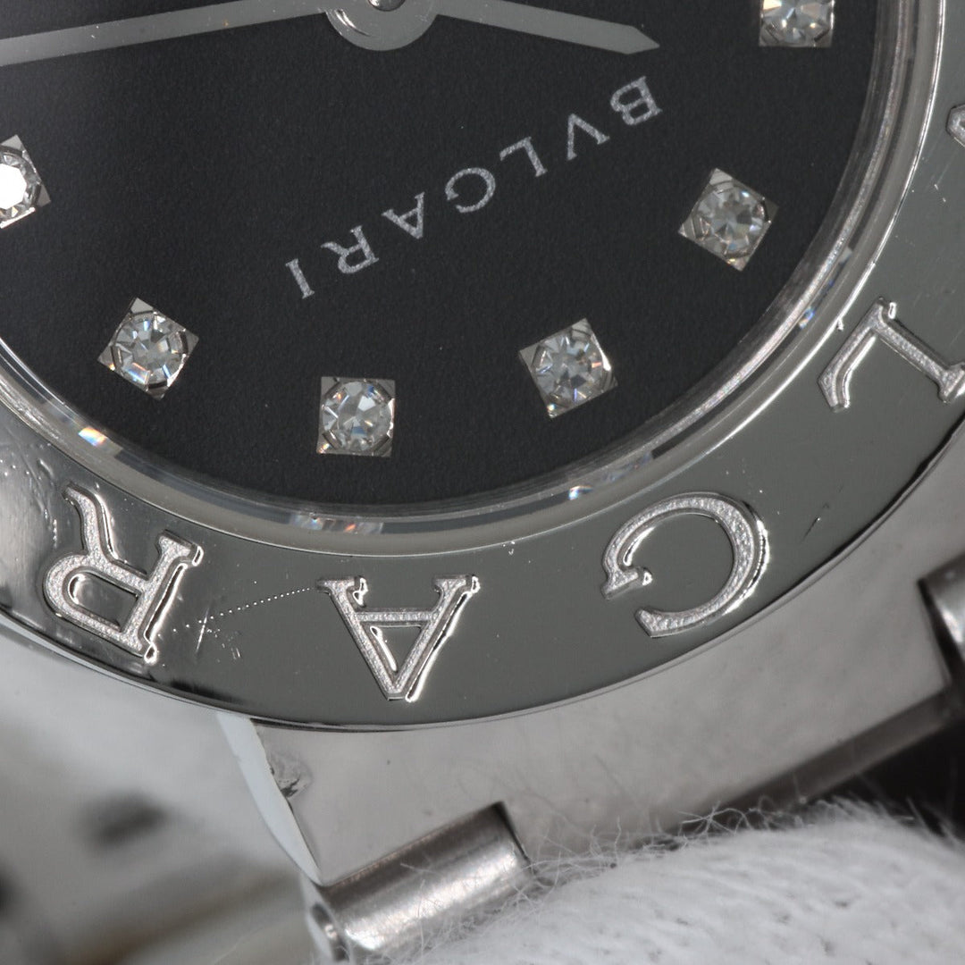 BVLGARI Watches Quartz BB23SS Stainless Steel , Stainless Steel Silver BVLGARI BVLGARI 12P Diamond black dial Women Used Authentic