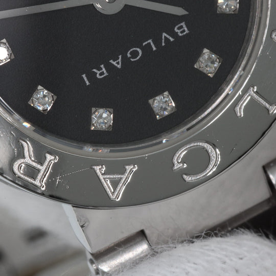 BVLGARI Watches Quartz BB23SS Stainless Steel , Stainless Steel Silver BVLGARI BVLGARI 12P Diamond black dial Women Used Authentic