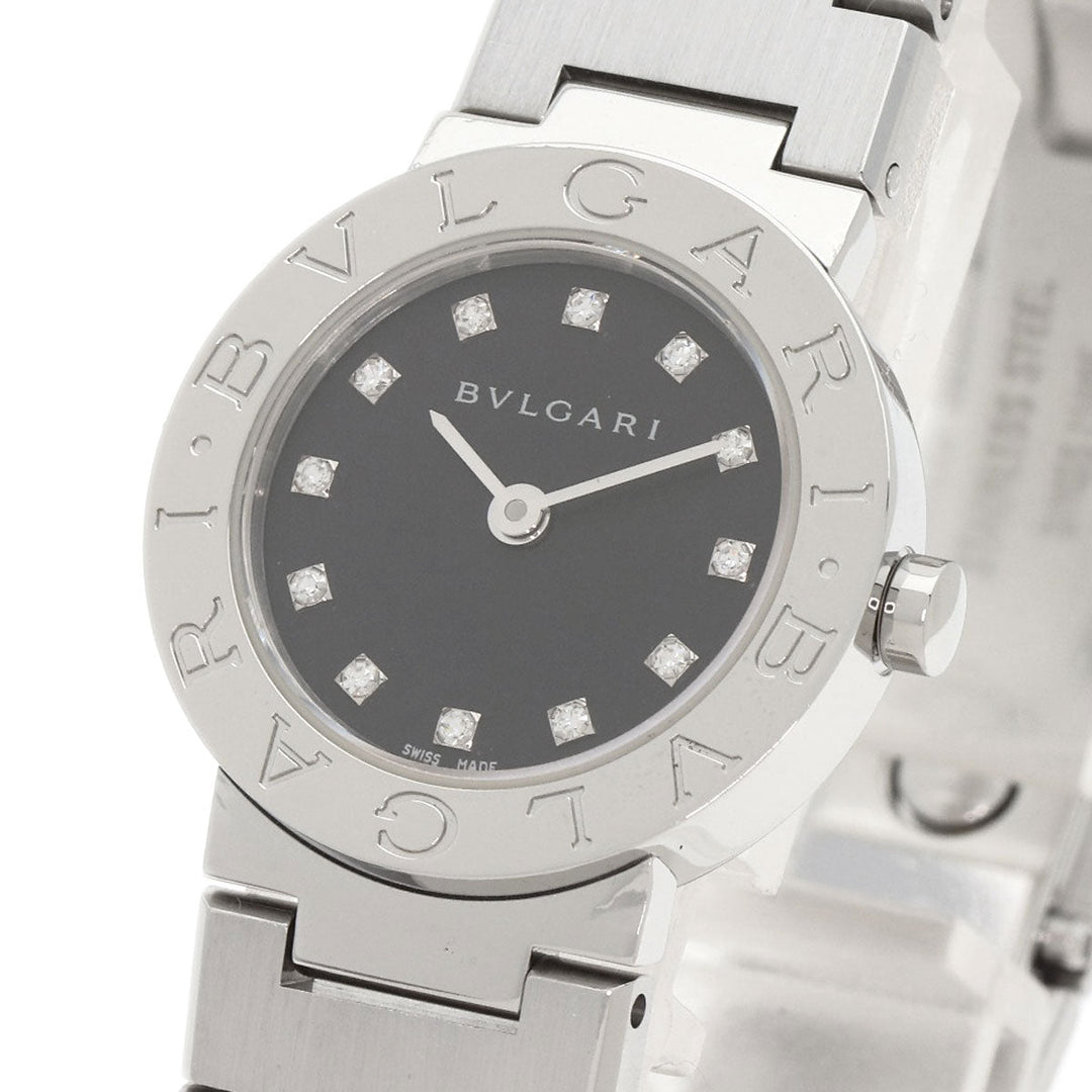 BVLGARI Watches Quartz BB23SS Stainless Steel , Stainless Steel Silver BVLGARI BVLGARI 12P Diamond black dial Women Used Authentic