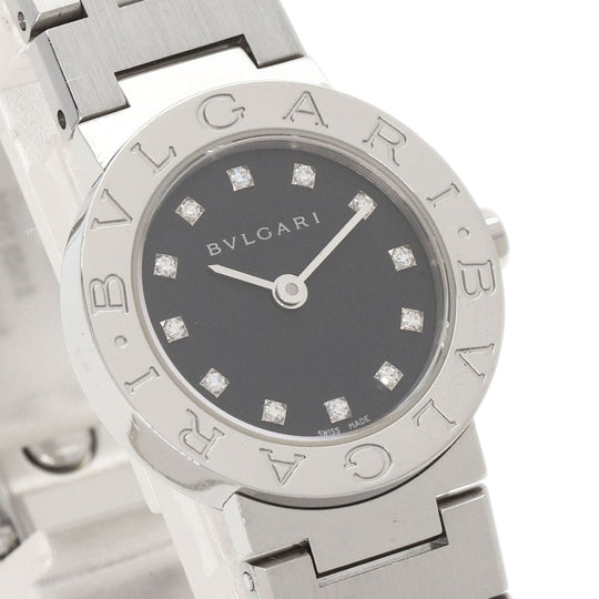 BVLGARI Watches Quartz BB23SS Stainless Steel , Stainless Steel Silver BVLGARI BVLGARI 12P Diamond black dial Women Used Authentic