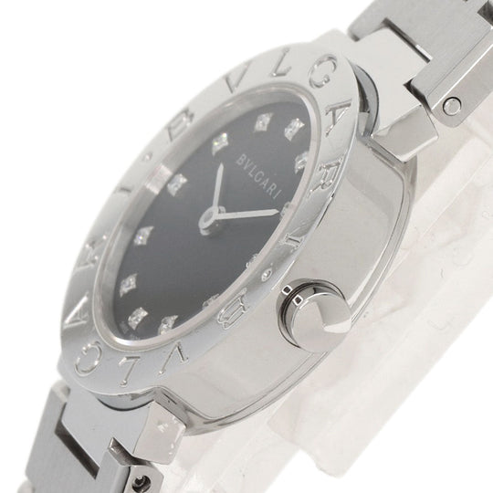 BVLGARI Watches Quartz BB23SS Stainless Steel , Stainless Steel Silver BVLGARI BVLGARI 12P Diamond black dial Women Used Authentic