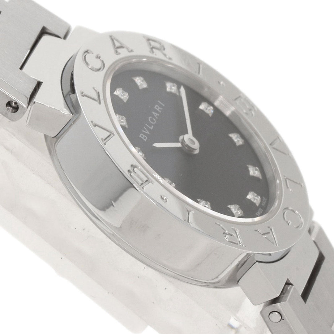 BVLGARI Watches Quartz BB23SS Stainless Steel , Stainless Steel Silver BVLGARI BVLGARI 12P Diamond black dial Women Used Authentic