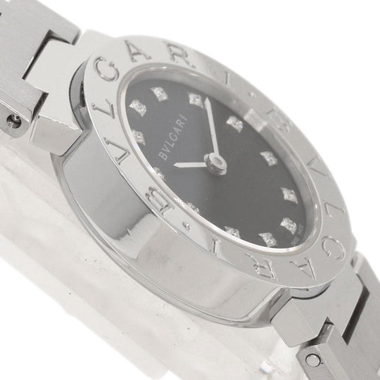BVLGARI Watches Quartz BB23SS Stainless Steel , Stainless Steel Silver BVLGARI BVLGARI 12P Diamond black dial Women Used Authentic