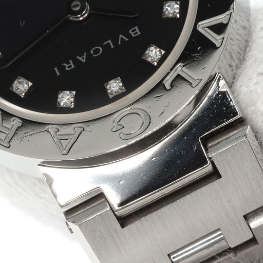 BVLGARI Watches Quartz BB23SS Stainless Steel , Stainless Steel Silver BVLGARI BVLGARI 12P Diamond black dial Women Used Authentic