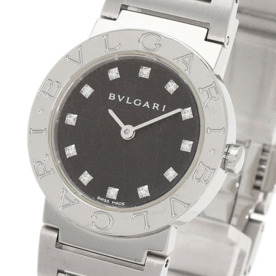 BVLGARI Watches Quartz BB26SS Stainless Steel , Stainless Steel Silver BVLGARI BVLGARI 12P Diamond black dial Women Used Authentic