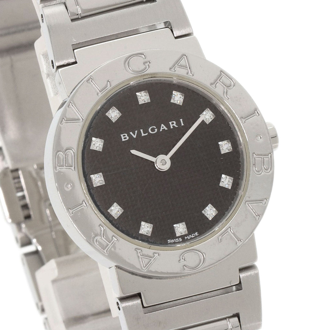 BVLGARI Watches Quartz BB26SS Stainless Steel , Stainless Steel Silver BVLGARI BVLGARI 12P Diamond black dial Women Used Authentic