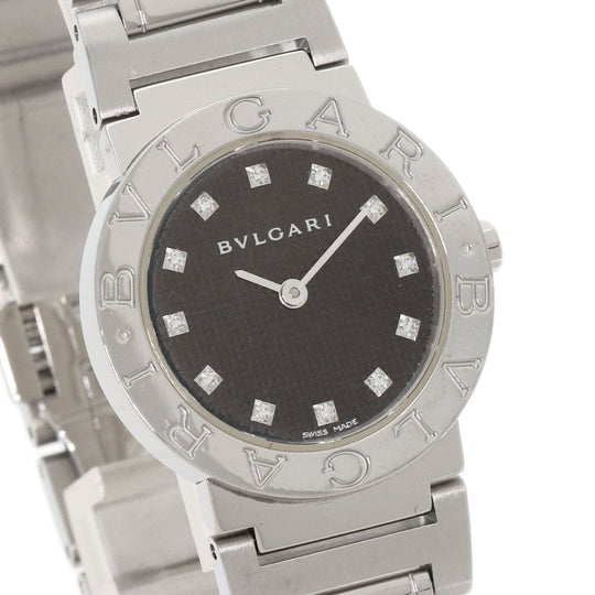 BVLGARI Watches Quartz BB26SS Stainless Steel , Stainless Steel Silver BVLGARI BVLGARI 12P Diamond black dial Women Used Authentic