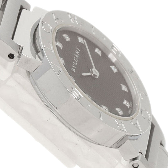 BVLGARI Watches Quartz BB26SS Stainless Steel , Stainless Steel Silver BVLGARI BVLGARI 12P Diamond black dial Women Used Authentic