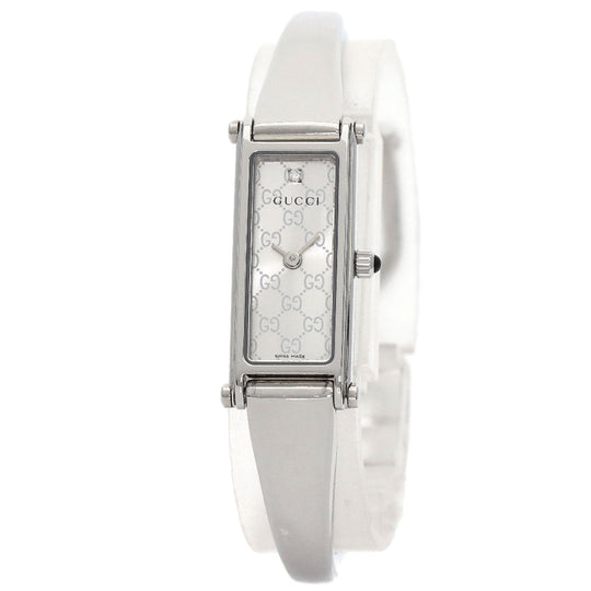 GUCCI Watches Quartz 1500L Stainless Steel , Stainless Steel Silver Square Face 1P Diamond Silver dial Women Used Authentic