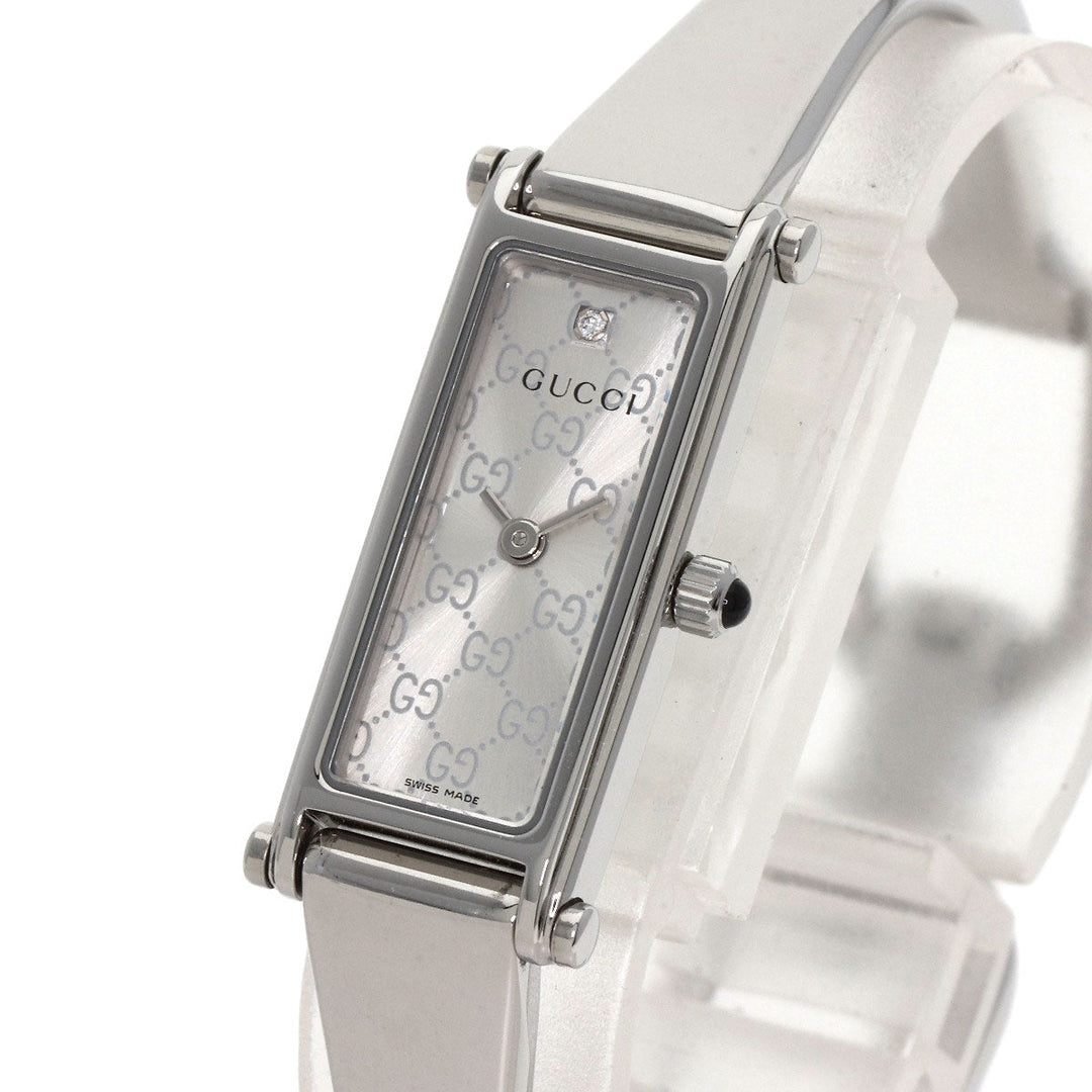 GUCCI Watches Quartz 1500L Stainless Steel , Stainless Steel Silver Square Face 1P Diamond Silver dial Women Used Authentic