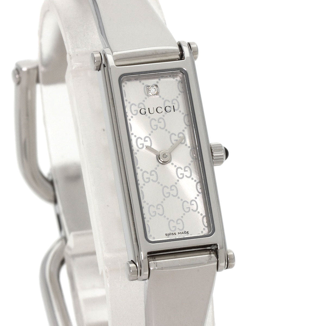 GUCCI Watches Quartz 1500L Stainless Steel , Stainless Steel Silver Square Face 1P Diamond Silver dial Women Used Authentic