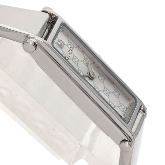 GUCCI Watches Quartz 1500L Stainless Steel , Stainless Steel Silver Square Face 1P Diamond Silver dial Women Used Authentic