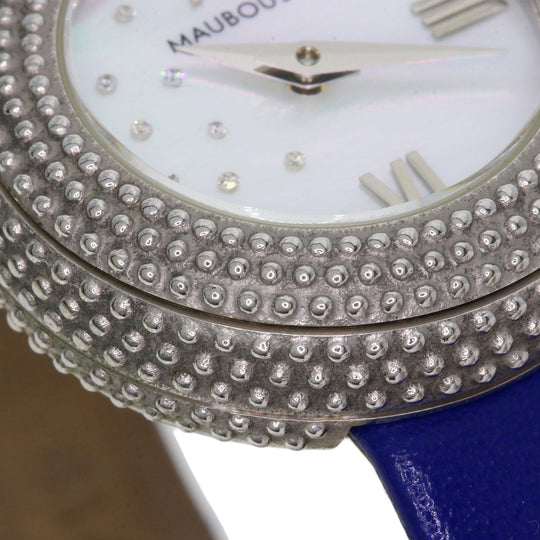 MAUBOUSSIN Watches Quartz 9232102-556 Stainless Steel, Leather Silver Rule du 1er jour Rayonnant White shell dial Women Used Authentic
