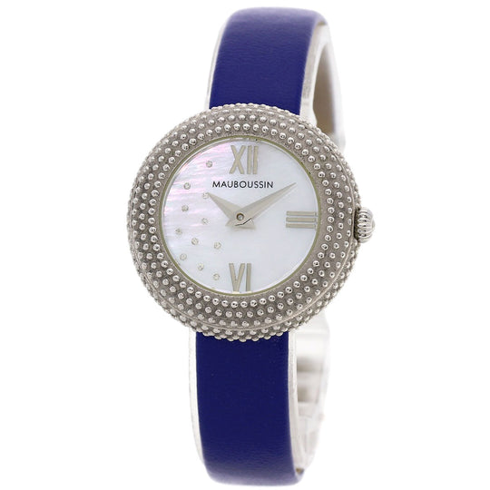 MAUBOUSSIN Watches Quartz 9232102-556 Stainless Steel, Leather Silver Rule du 1er jour Rayonnant White shell dial Women Used Authentic