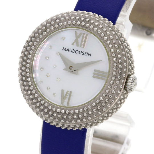 MAUBOUSSIN Watches Quartz 9232102-556 Stainless Steel, Leather Silver Rule du 1er jour Rayonnant White shell dial Women Used Authentic