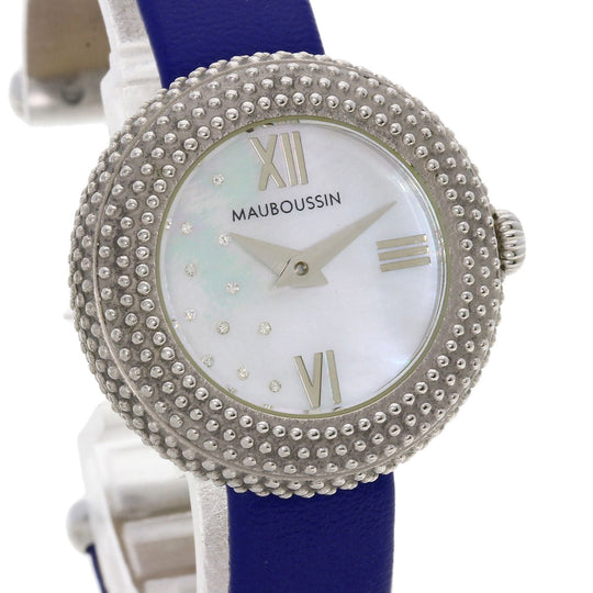 MAUBOUSSIN Watches Quartz 9232102-556 Stainless Steel, Leather Silver Rule du 1er jour Rayonnant White shell dial Women Used Authentic