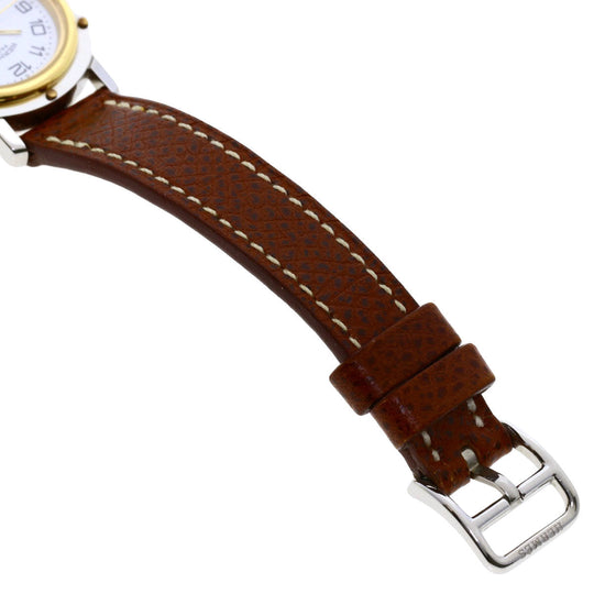 HERMES Watches Quartz CL4.220 Stainless Steel, Leather Silver Clipper white dial Women Used Authentic