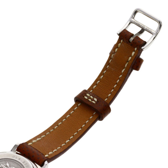 HERMES Watches Quartz CL4.220 Stainless Steel, Leather Silver Clipper white dial Women Used Authentic
