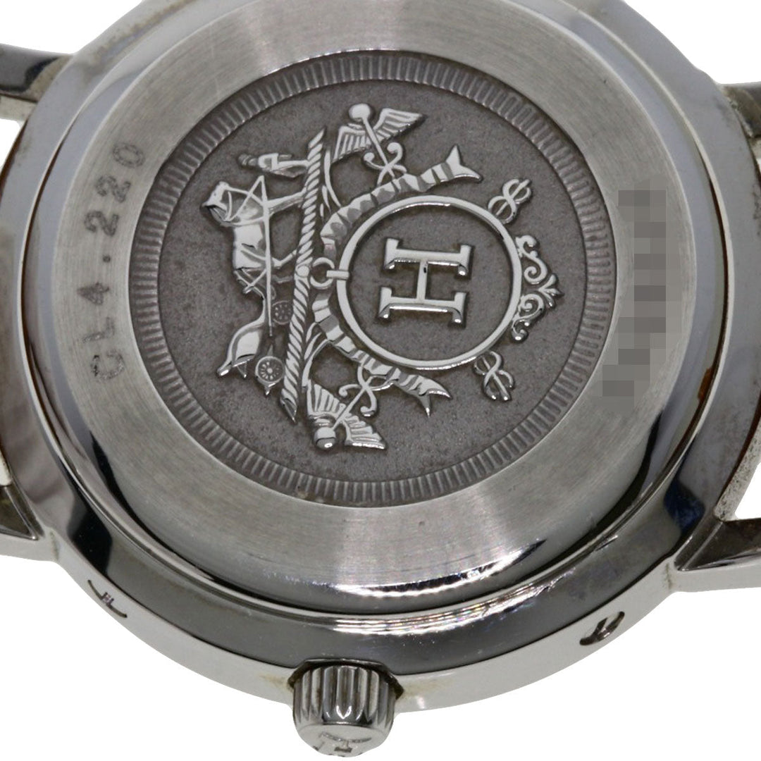 HERMES Watches Quartz CL4.220 Stainless Steel, Leather Silver Clipper white dial Women Used Authentic