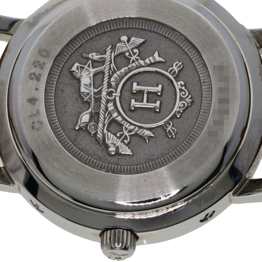 HERMES Watches Quartz CL4.220 Stainless Steel, Leather Silver Clipper white dial Women Used Authentic