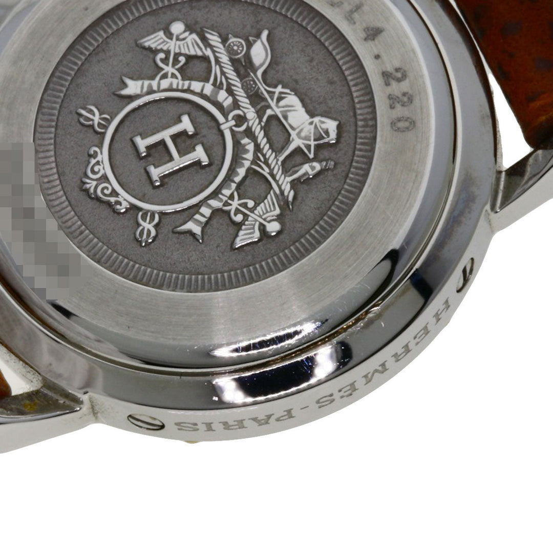 HERMES Watches Quartz CL4.220 Stainless Steel, Leather Silver Clipper white dial Women Used Authentic