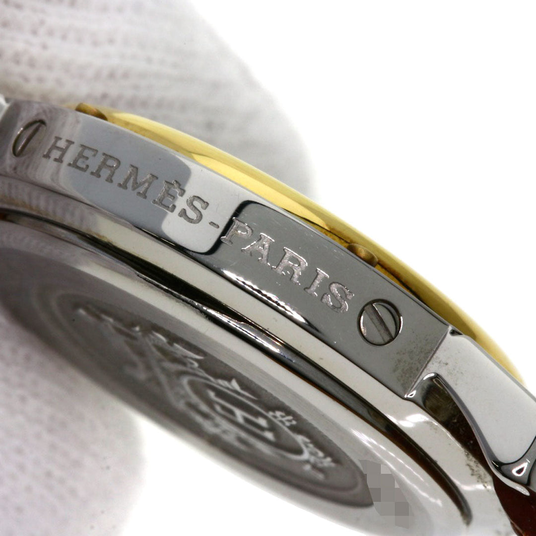 HERMES Watches Quartz CL4.220 Stainless Steel, Leather Silver Clipper white dial Women Used Authentic