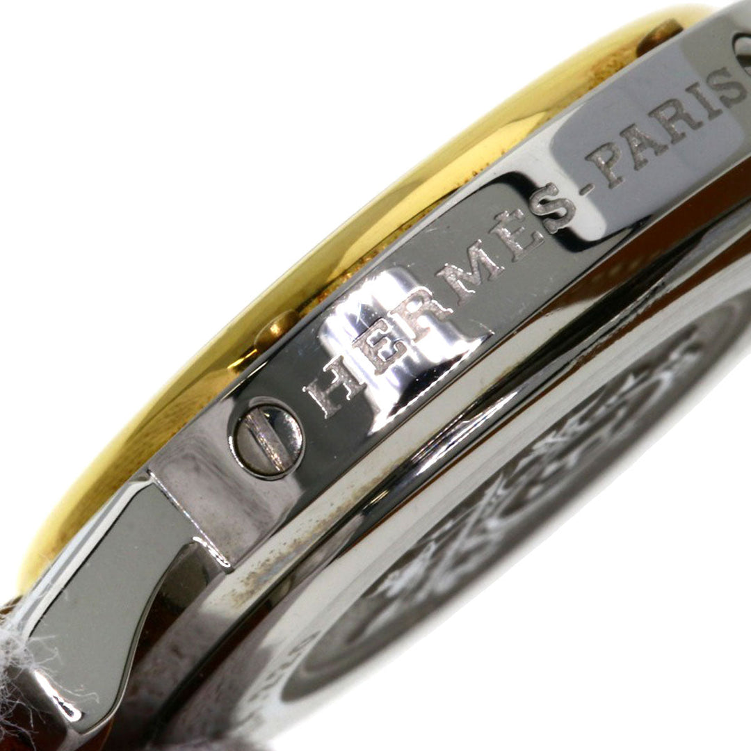 HERMES Watches Quartz CL4.220 Stainless Steel, Leather Silver Clipper white dial Women Used Authentic