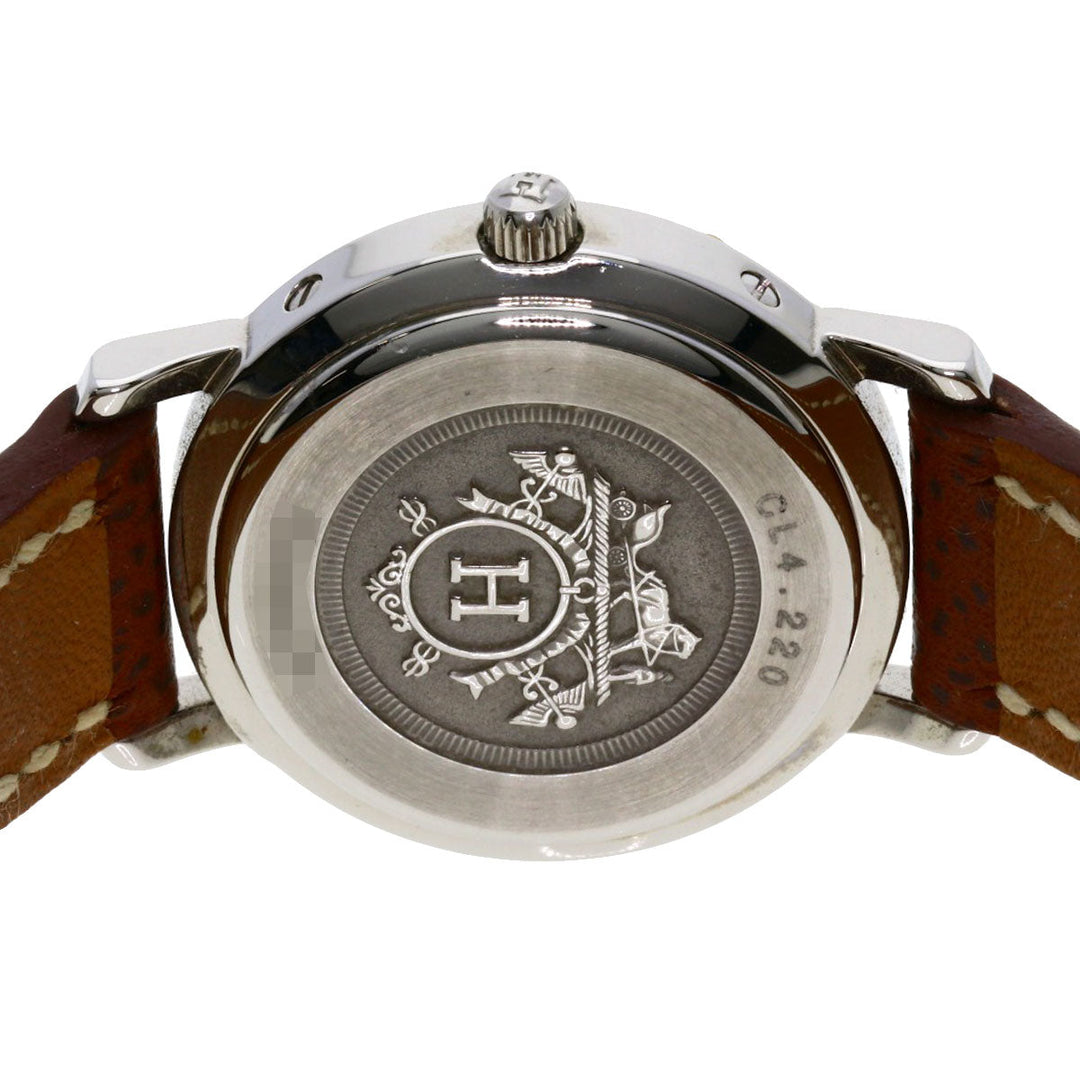 HERMES Watches Quartz CL4.220 Stainless Steel, Leather Silver Clipper white dial Women Used Authentic
