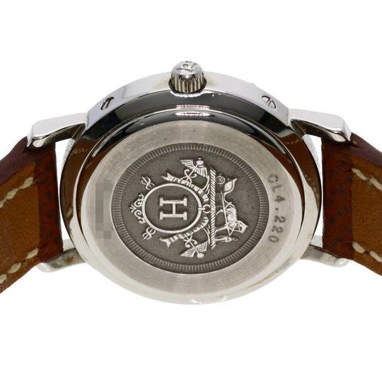 HERMES Watches Quartz CL4.220 Stainless Steel, Leather Silver Clipper white dial Women Used Authentic