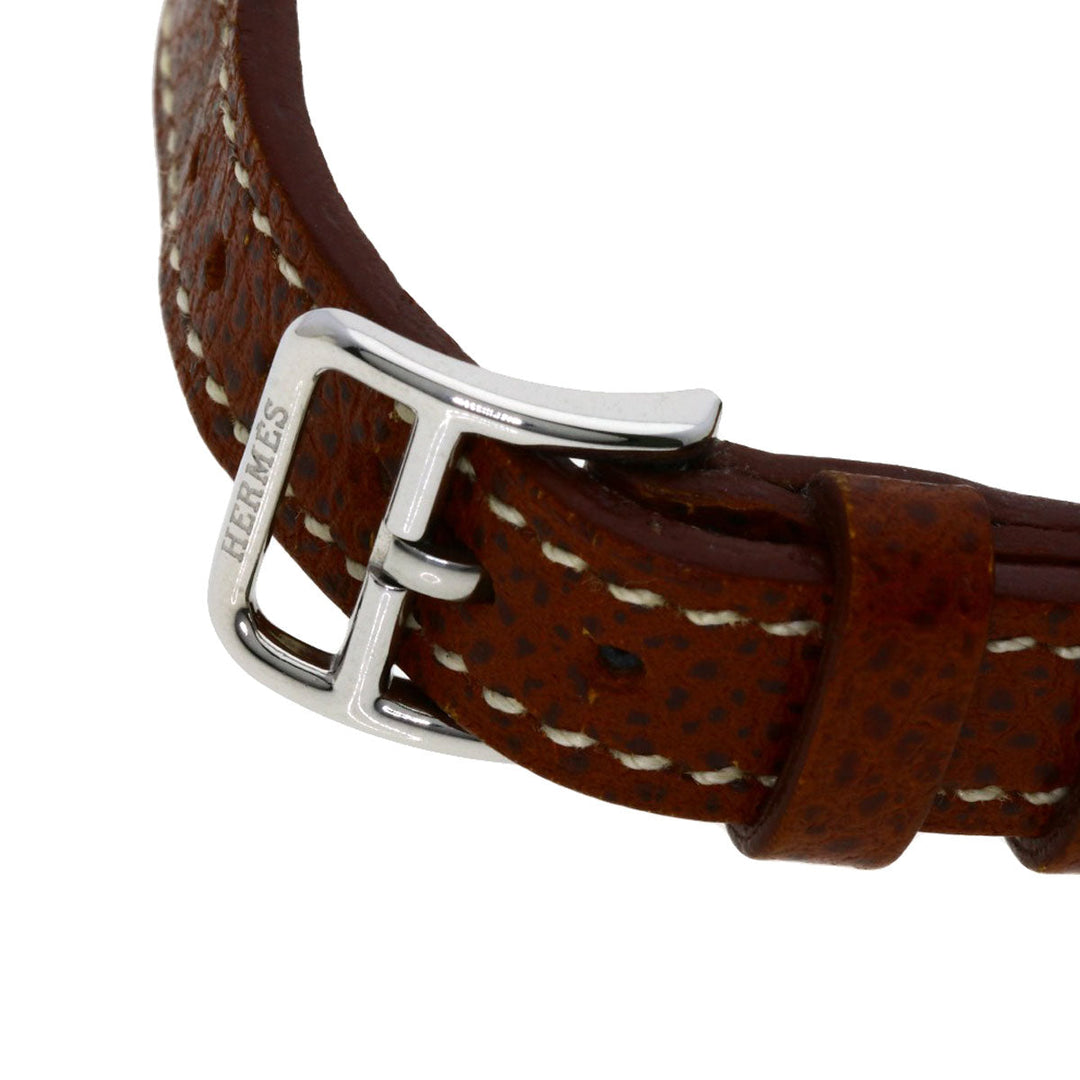 HERMES Watches Quartz CL4.220 Stainless Steel, Leather Silver Clipper white dial Women Used Authentic