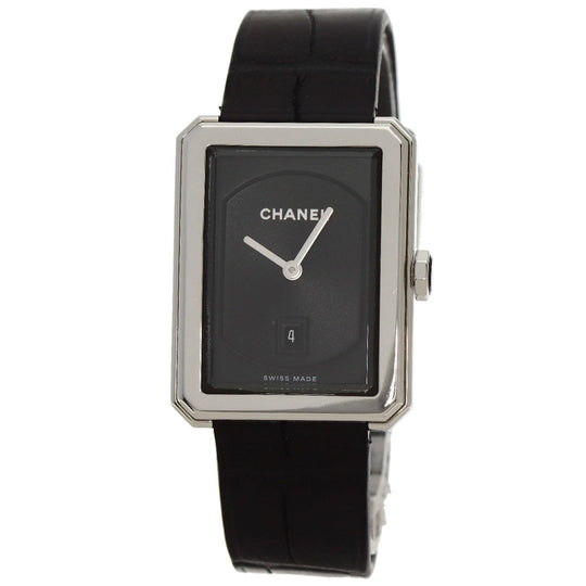 CHANEL Watches Quartz H4884 Stainless Steel Silver boy friend black dial
