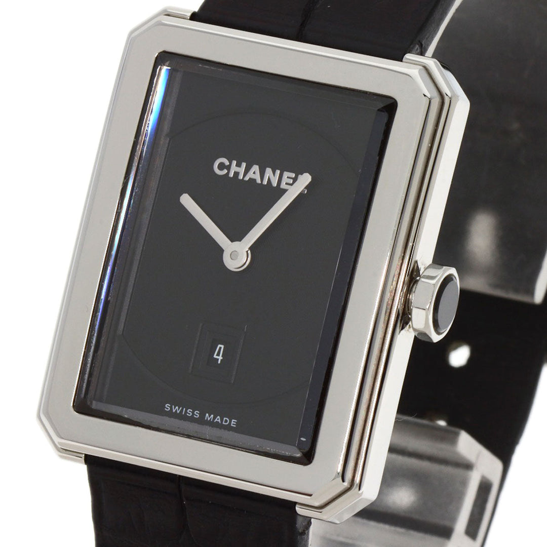 CHANEL Watches Quartz H4884 Stainless Steel Silver boy friend black dial