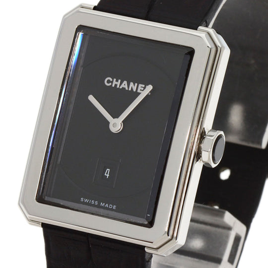 CHANEL Watches Quartz H4884 Stainless Steel Silver boy friend black dial